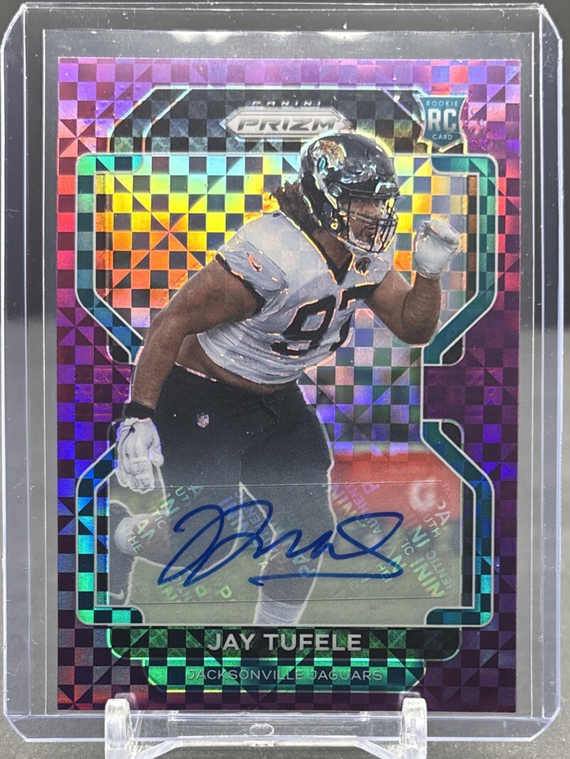 2021 PANINI PRIZM NFL Football #440 Jay Tufele Jaguars RC Purple Power Auto /49