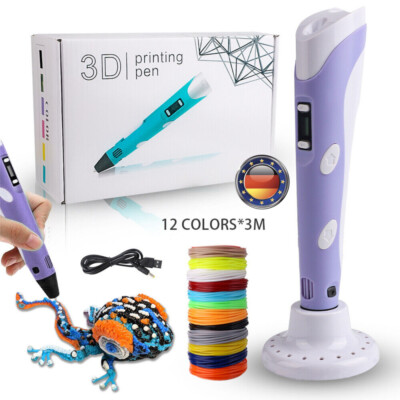 3D DIY Stifte Set 3D Druckstift 36m 12Farben PLA Filament 3D Printing Pen Kinder