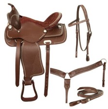 Western Barrel Racing Horse Saddle Premium Leather with tack set 10'' to 18' in