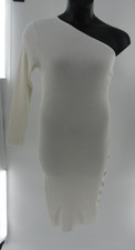 Women Sweater Jolie & Joy Ivory Solid Cut Out One Shoulder Dress Size XL:  New