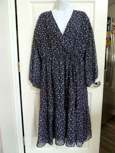 MADEWELL Sz Large 10/12 Midi Dress Ruffled Hem Cottagecore Country Lined