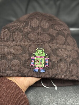 Coach Cosmic Coach Signature Robot Print Knit Beanie nwt in packaging Coach CX132 Cosmic Coach Signature Robot Print Knit Beanie  main image 3
