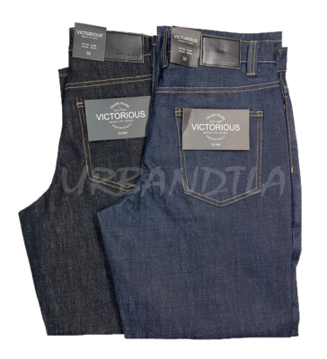 Men's Baggy Fit Jeans Wide Leg Raw Denim Jeans Size 28-42