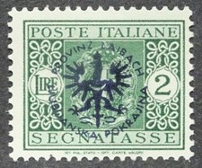 German Occupation, Poste Italiane, 2 Lire, 1944, Porto, overprint Laibac Provinz