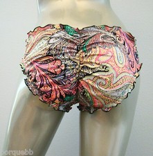 Nwt Victoria's Secret The Ruffle Cheeky Paisley Ruched Bikini Bottom XS