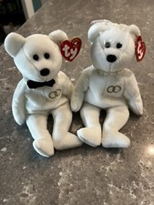 2001 Ty Beanie Babies 9" Mr.  Mrs. Wedding Bears RETIRED BUNDLE Unused