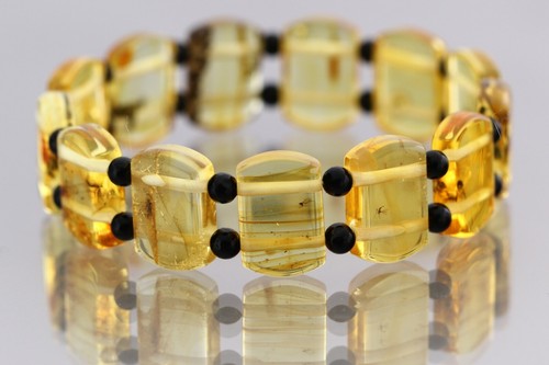 FOSSIL INSECTS Genuine BALTIC AMBER Large Stretch UNISEX Bracelet 10.2g 30301-14 - 第 1/13 張圖片