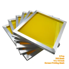 6 Pack 10x14 Inch Aluminum Frame Screen Printing Yellow 305 Mesh 120T Prestretch