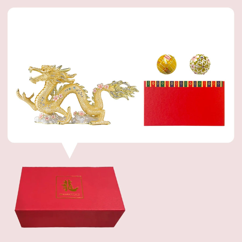 luxury interior gift Dragon figurine holding a cherry blossom ball - Picture 8 of 9
