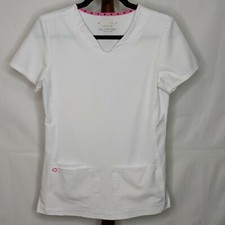 HeartSoul women's size XS scrub top white v-neck short sleeves 3 pockets