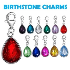 Clip on Birthstone Charms Dangling Lobster Clasp Charms for Bracelets