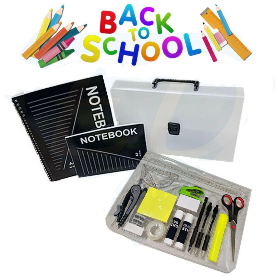ASDA Stationery Set 20 Piece Pens Pencils Ruler etc Carry Case