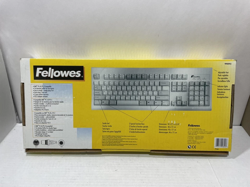 New in Box VINTAGE Fellowes 99892 Enhanced 104 Keyboard For Windows 95 NICE! - Image 2 of 3