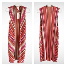 NWT Chico  s Mitered Stripe Pattern Sleeveless Vest Sheer Open Front, Size 2 M 