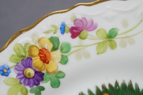 Ahrenfeldt Crown Saxe Hand Painted Dresden Style Peacock Floral & Gold Plate - Picture 4 of 12