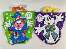 2 Vintage 1990 McDonalds Halloween Vinyl Trick Treat Bags Witch Ghost Bundle