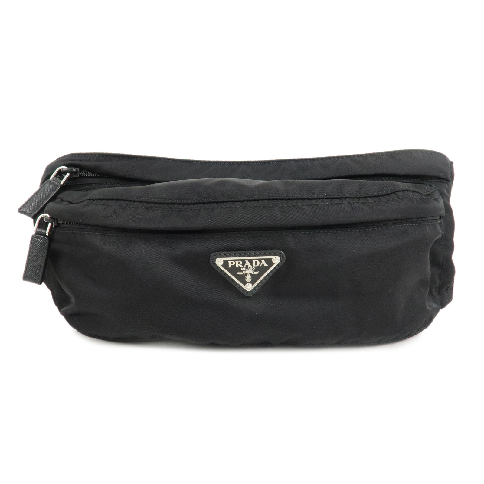 PRADA Nylon & Leather Black Nero Waist Bag Crossbody 2VL132 Pre-Owned