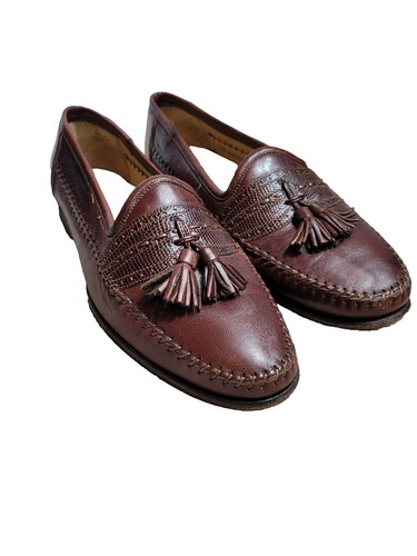 Santoni Leather Penny Loafers 8 Brown Mens Italian Dress  display picture 3