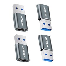 USB to USB C Adapter 4 Pack,Fast Charging 5Gbps Data Transfer Gray 4P