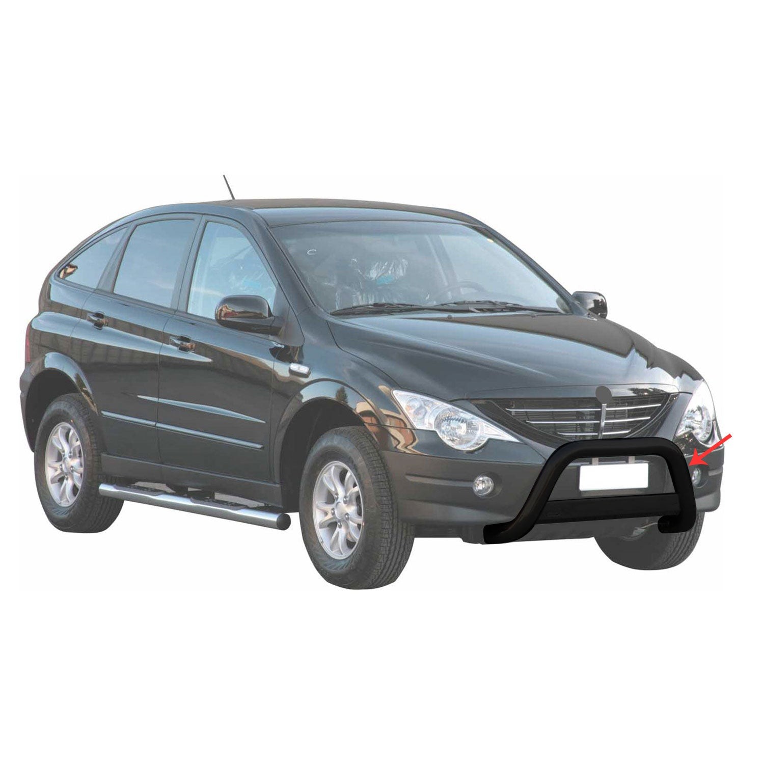 Pare-buffle haut de gamme acier noir 63 mm compatible SsangYong Actyon