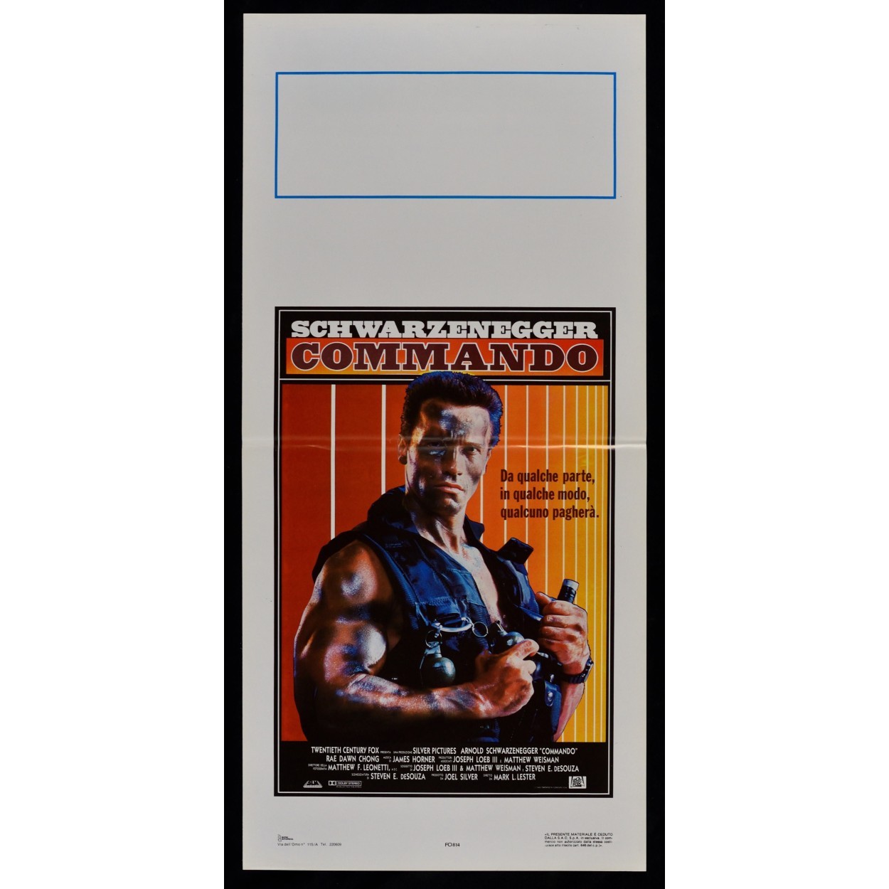 Locandina originale film Commando (1985) - Regia di Mark L. Lester