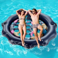 Inflatable Pool Floats Mat, 77" x 77" Giant Pool Floats Adult Heavy Duty, Inf...