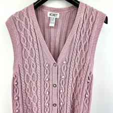 VTG Koret Pink Sweater Button Vest Size Large