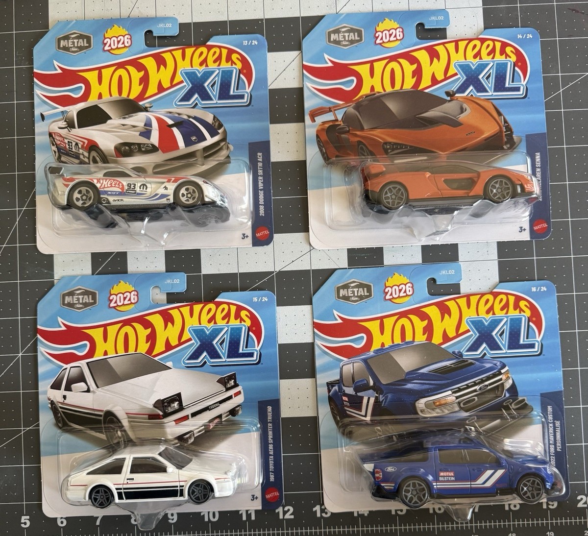 Hot Wheels XL Diecast Car Lot Viper, McLaren Senna, AE86, Maverick