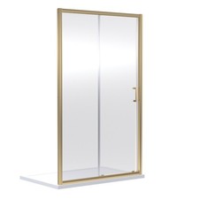 Nuie Rene Brushed Brass 1500mm Sliding Door Shower Enclosure 6mm Glass