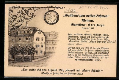 Künstler-AK Weimar, Gasthaus zum weißen Schwan 1930 