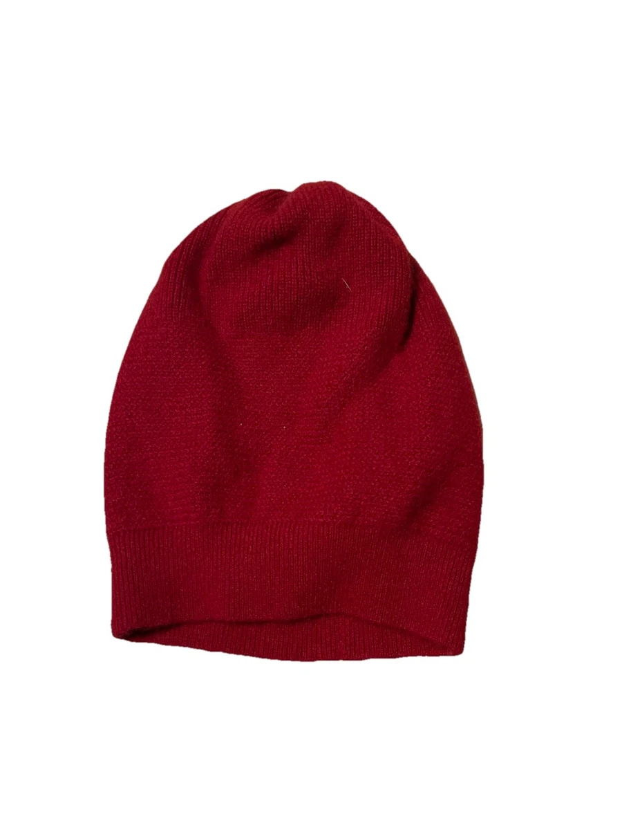 Overland Cashmere Woven Knit Beanie Hat One Size OS Red Unisex Luxury Cozy NWT 100% Cashmere Red Beanie Hats for Women for sale | eBay main image 3