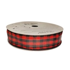 Buffalo Plaid Christmas Ribbon 33.3 Yards Wired Edge Crafts Rustic Cabin