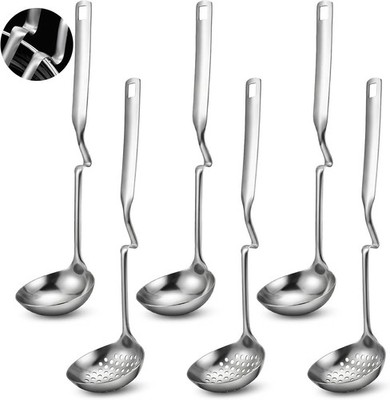 6 Pcs Hot Pot Slotted Ladle Set, Stainl Steel Soup Ladle & Strainer