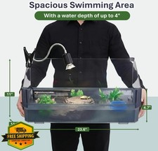 Large Turtle Tank Kit Aquarium Filter UVB Lamp Basking Black