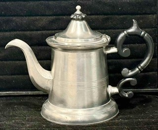 Antique American Pewter Small Light House Teapot Smith & Co. Boston MA.