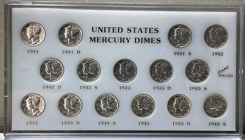 1941-1945 P,D,S MERCURY DIME SET in Capital Holder- ALL BRILLIANT UNCIRCULATED