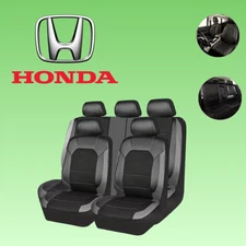 For All Honda Seat Cover 5 Seats Full Set Faux Leather Luxury Black