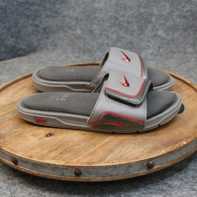 Nike Comfort Slide 2 Slides Sandals Mens Size 8 Grey Red Chrome Adjustable Strap