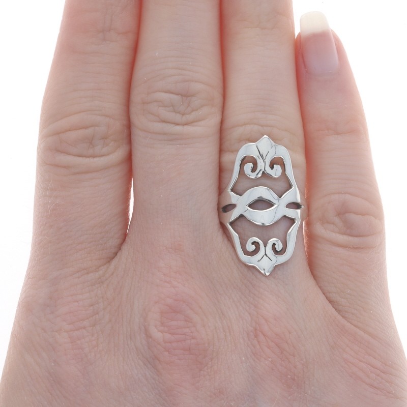 Sterling Silver Scrollwork Medallion Statement Ri… - image 2