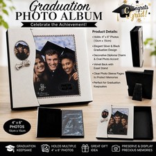 21st Century Graduation Photo Album Silver Black 4x6 Keepsake Easel Stand