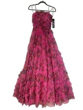 NEW JOVANI floral strapless maxi gown in pink Tulle Ruffle Rare color Sz 4 $525
