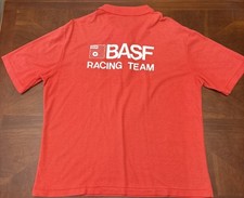Rare BASF car Racing Red Golf Polo Shirt Vintage Single Stitch USA Made Size L