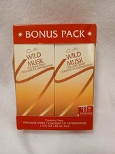 Vtg COTY Double Pack Wild Musk Cologne Spray Women Honeycomb Spray Bottles 1980s