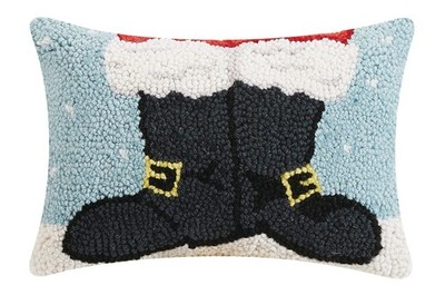 Santa Boots Christmas Polyfill Hook Throw Pillow, 12-inch Square, Wool & Poly...