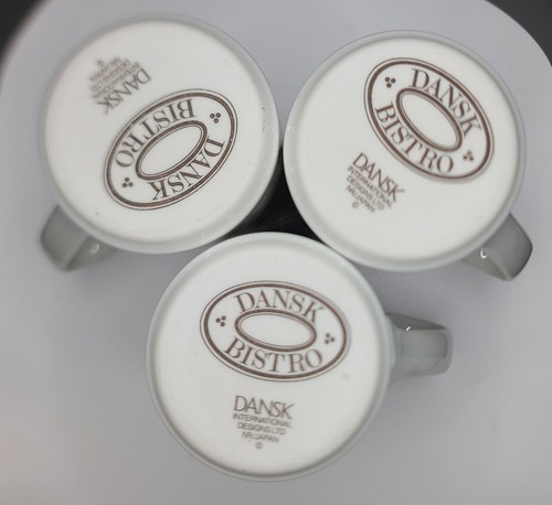 Set of 3 Dansk Logo Bistro Christianshavn Blue Stripe Coffee Tea Mugs Cups Japan - Picture 7 of 8