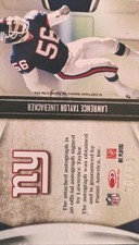 Panini Autographed Lawrence Taylor Linebacker NFL Card 2009 New York Giants