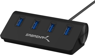 4-Port USB 3.0 Hub - Aluminum Design, Portable Data Hub with 2.5Ft Cable for Ima