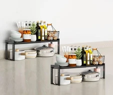 New 2 Pack Expandable Cabinet Shelf Organizer 16-26" L Stackable Kitchen Counter