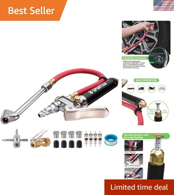 #ad #ad Multi Purpose Tire Inflator Nozzle 10 120 PSI Gauge with Essential Attachments $26.99