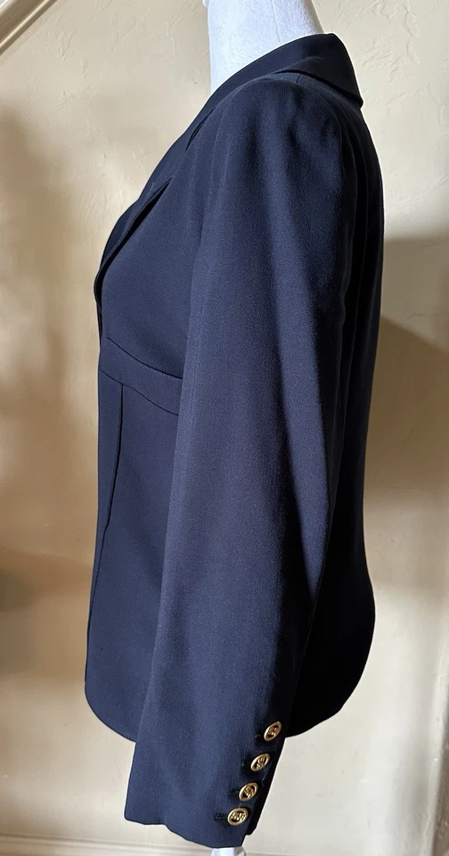 Blazer Sonia Rykiel Mujer Lana Emblema Botones Dorados Doble Pecho Azul Marino Talla 44 Foto 2 de 4